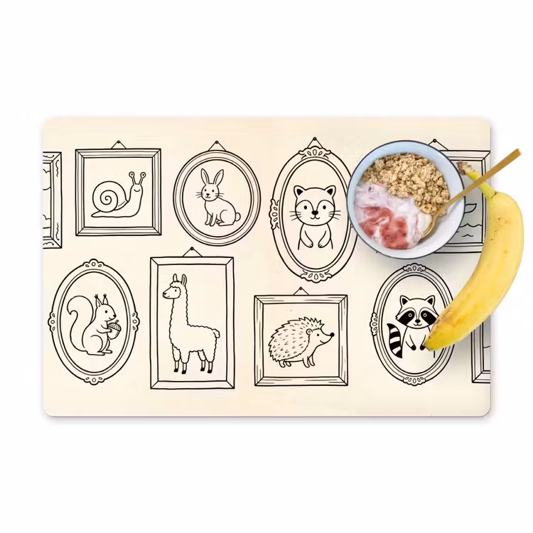 Dieren - Illustratie - Lijsten - Galerij - Speels Placemat vinyl groot -zzzproduct_Kitchenyeah-website