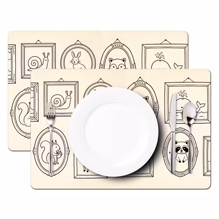 Dieren - Illustratie - Lijsten - Galerij - Speels Placemat vinyl groot -zzsfeer2_Kitchenyeah-website