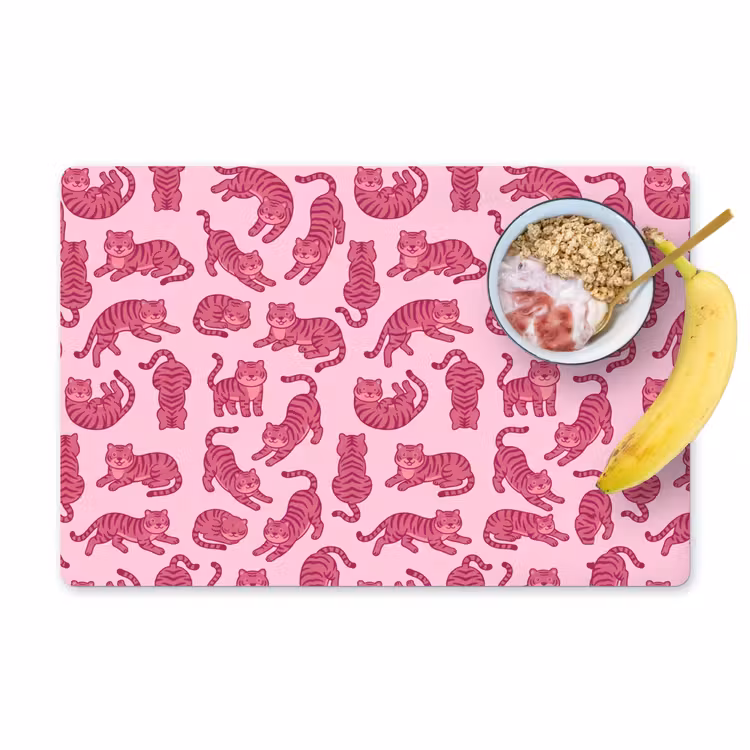 Dieren - Patroon - Roze - Speels - Cartoon Placemat vinyl groot -zzzproduct_Kitchenyeah-website