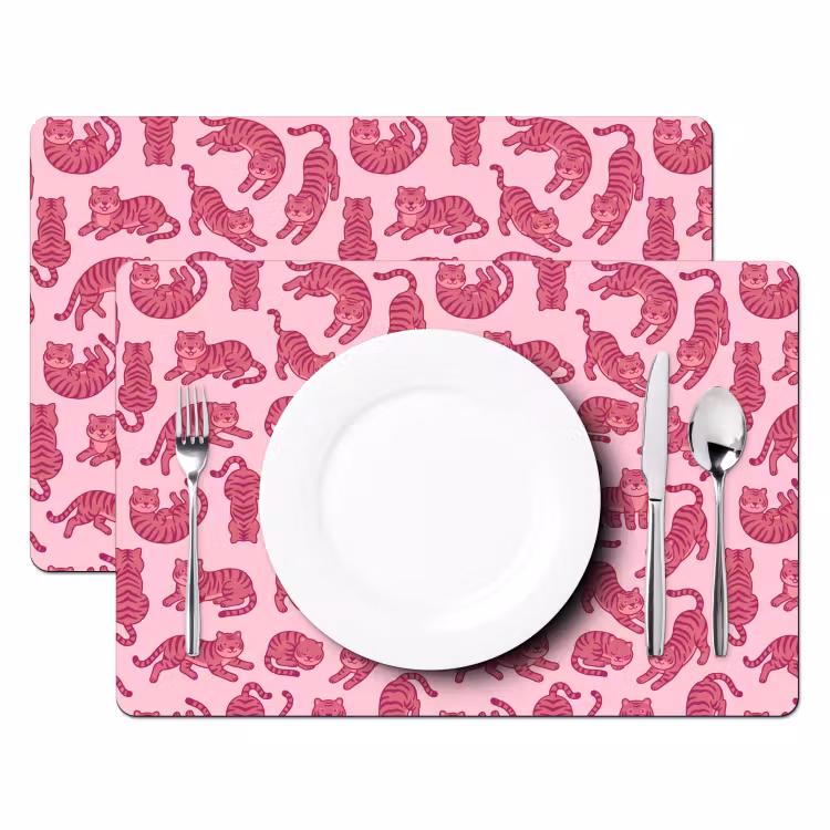 Dieren - Patroon - Roze - Speels - Cartoon Placemat vinyl groot -zzsfeer2_Kitchenyeah-website