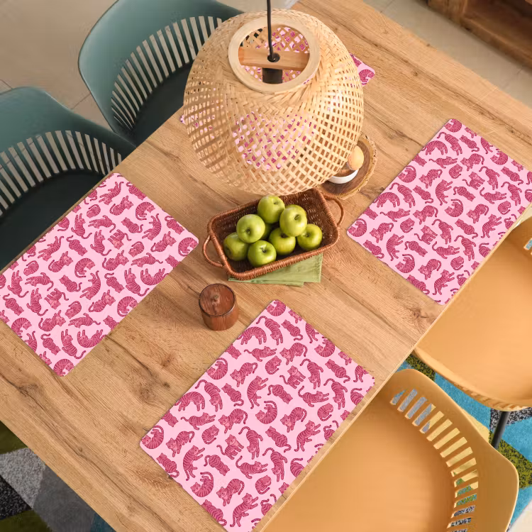Dieren - Patroon - Roze - Speels - Cartoon Placemat vinyl groot -zzsfeer5_Kitchenyeah-website