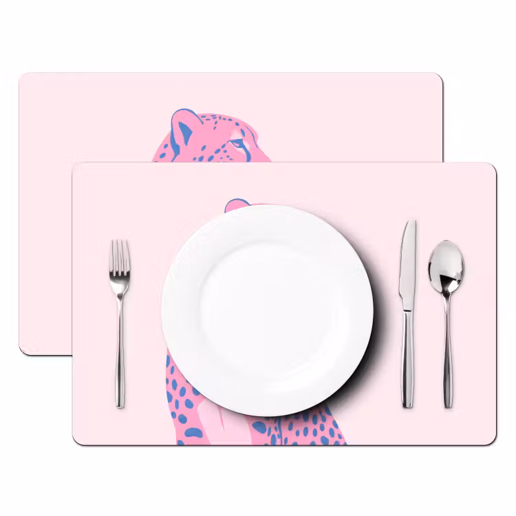 Dieren - Profiel - Abstract - Roze - Blauw Placemat vinyl groot -zzsfeer2_Kitchenyeah-website
