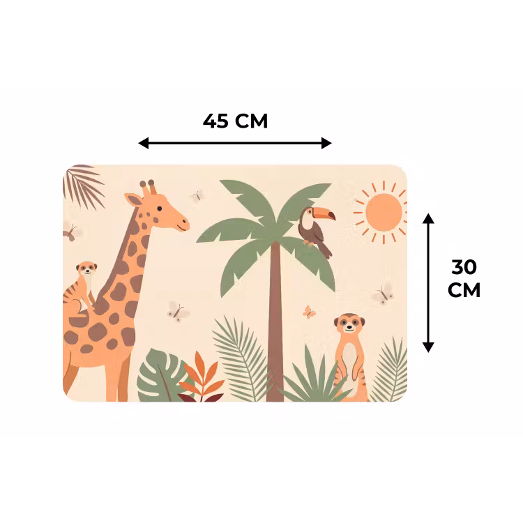 Dieren - Tropisch - Safari - Kleurrijk Placemat vinyl groot -specs