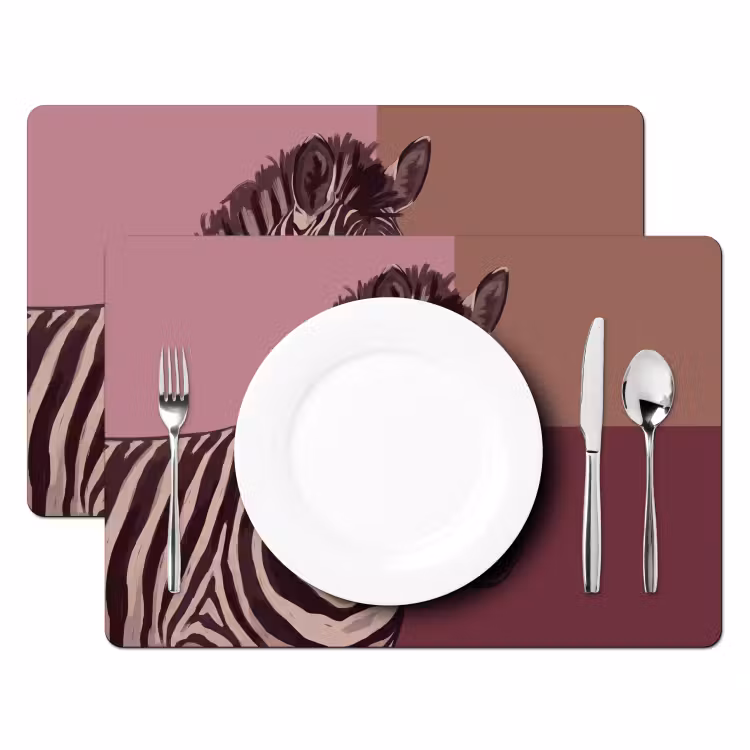 Dieren - Zebrahoofd - Wildlife - Modern - Bruin Placemat vinyl groot -zzsfeer2_Kitchenyeah-website