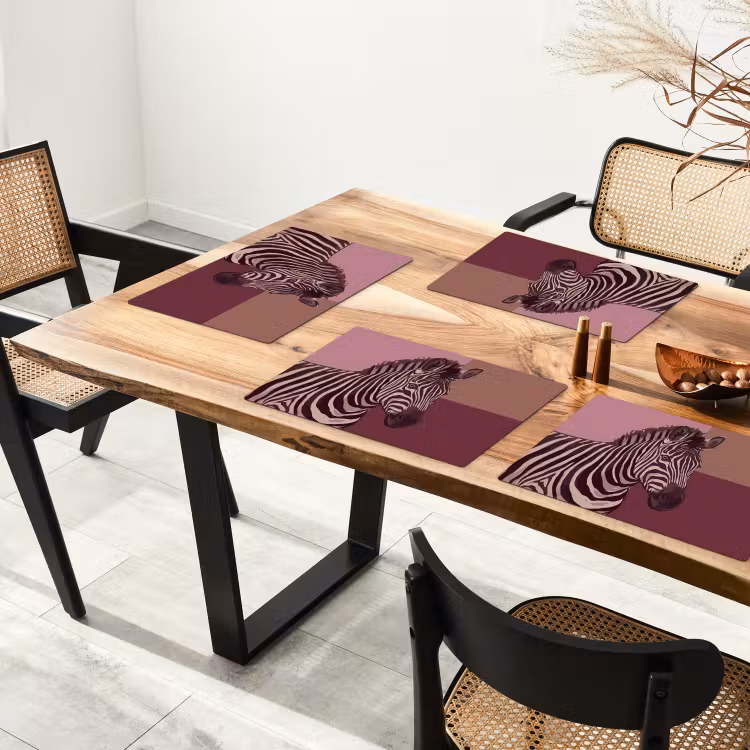 Dieren - Zebrahoofd - Wildlife - Modern - Bruin Placemat vinyl groot -zzsfeer4_Kitchenyeah-website