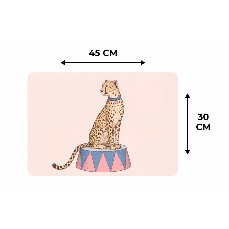 Dieren - Circus - Illustratie - Vintage - Roze Placemat vinyl groot -specs