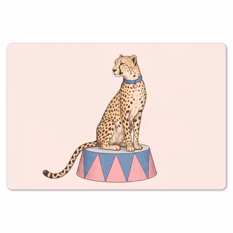 Dieren - Circus - Illustratie - Vintage - Roze Placemat vinyl groot -zzsfeer1_Kitchenyeah-website