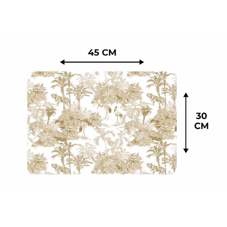 Tijger - Jungle - Vogel - Beige Placemat vinyl groot 368 -specs