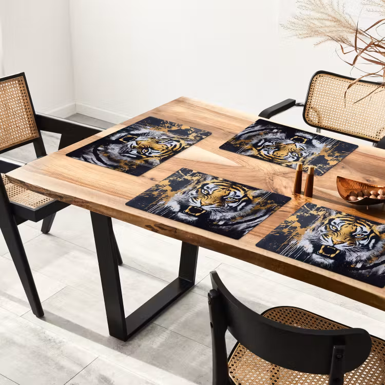 Tijger - Verfspatten - Goud Placemat vinyl groot -zzsfeer4_Kitchenyeah-website