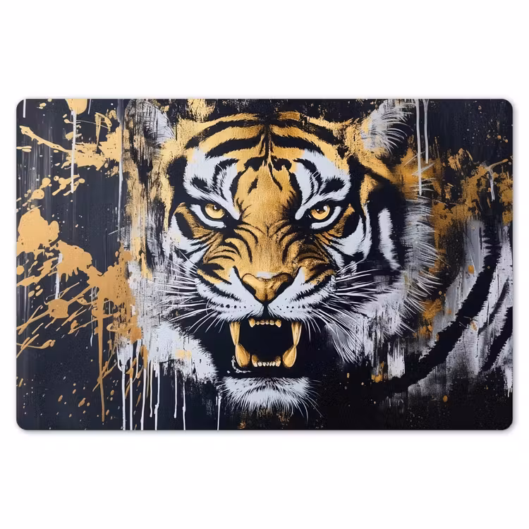Tijger - Verfspatten - Goud Placemat vinyl groot -zzsfeer1_Kitchenyeah-website