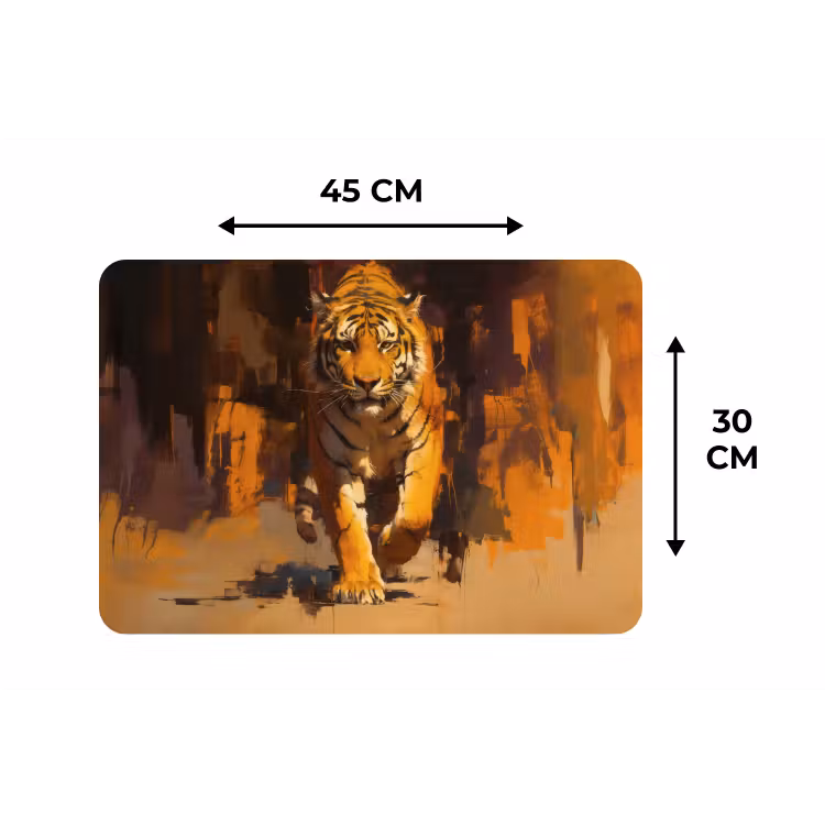 Tijger - Geschilderd - Oranje - Penseelstreken Placemat vinyl groot -specs