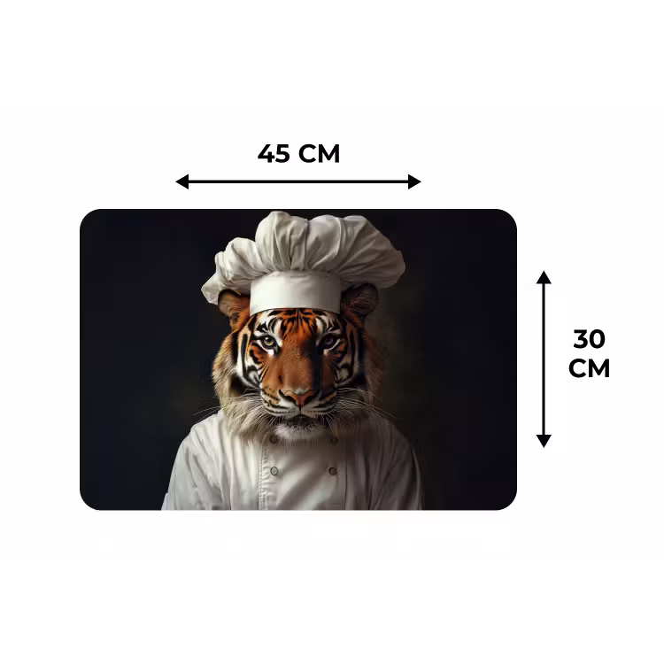 Tijger - Kokskleding - Bruin Placemat vinyl groot -specs