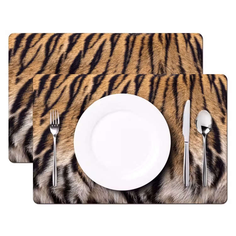 Tijgervacht - Klassiek - Zwart Placemat vinyl groot -zzsfeer2_Kitchenyeah-website