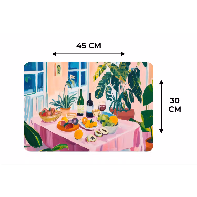 Tafel - Wijn - Fruit Placemat vinyl groot -specs
