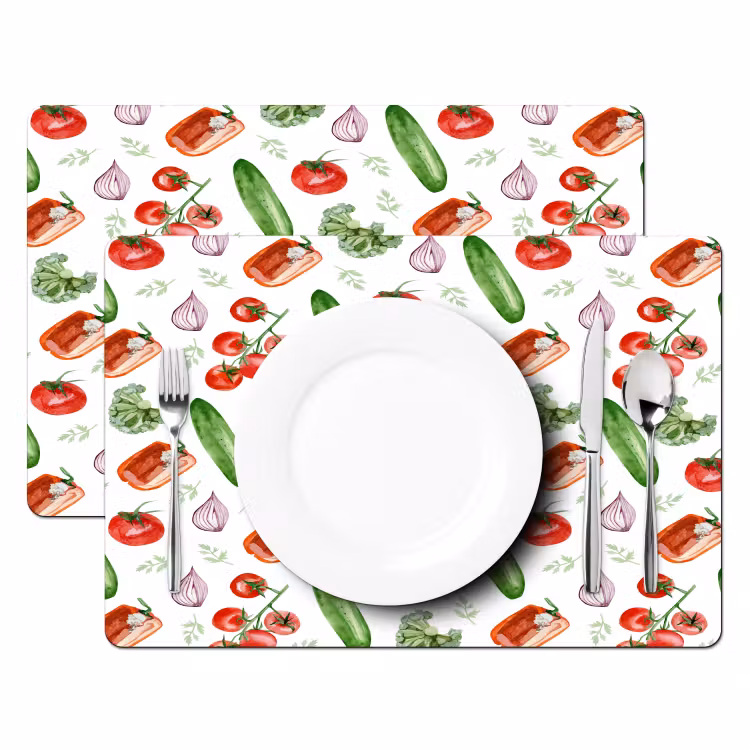 Tomaat - Paprika - Komkommer - Patroon Placemat vinyl groot 368 -zzsfeer2_Kitchenyeah-website