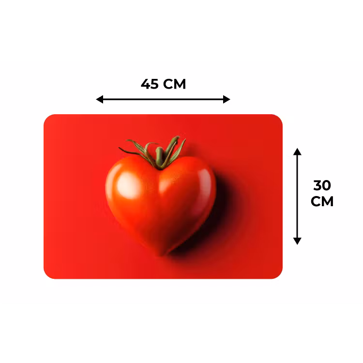 Tomaat - Rood - Hart Placemat vinyl groot -specs