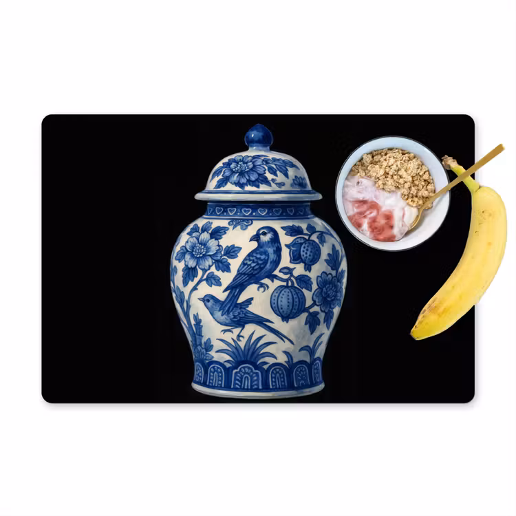 Pot - Delfts Blauw - Bloemen Placemat vinyl groot -zzzproduct_Kitchenyeah-website