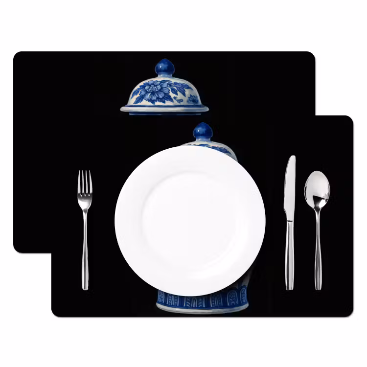 Pot - Delfts Blauw - Bloemen Placemat vinyl groot -zzsfeer2_Kitchenyeah-website
