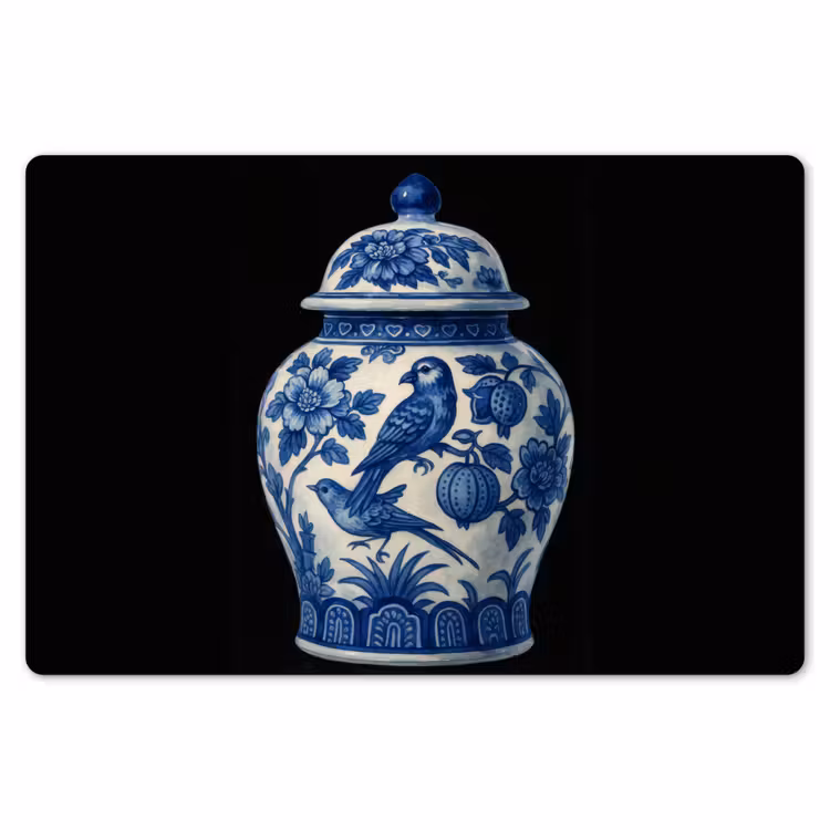 Pot - Delfts Blauw - Bloemen Placemat vinyl groot -zzsfeer1_Kitchenyeah-website