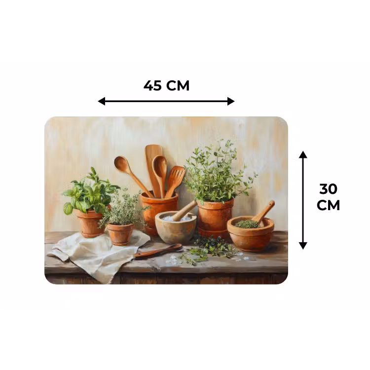 Potten - Kruiden - Hout Placemat vinyl groot -specs
