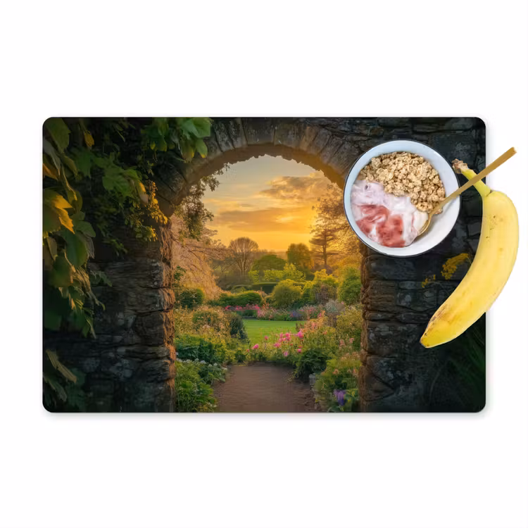 Poort - Planten - Zonsondergang Placemat vinyl groot -zzzproduct_Kitchenyeah-website