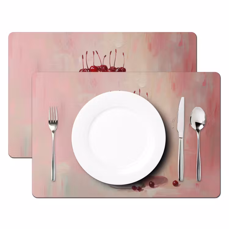 Taart - Pink - Cherry Placemat vinyl groot -zzsfeer2_Kitchenyeah-website