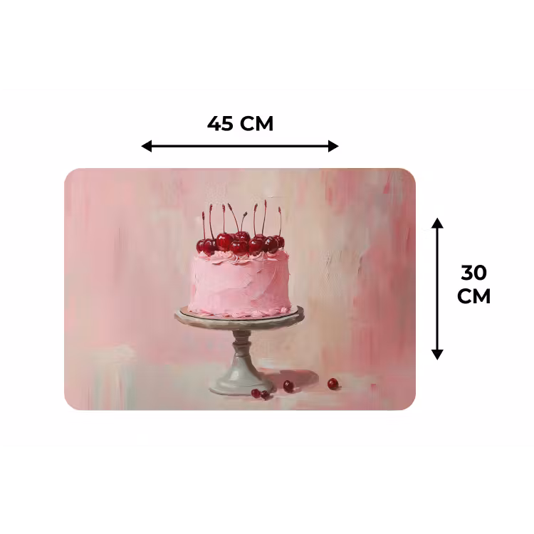 Taart - Pink - Cherry Placemat vinyl groot -specs
