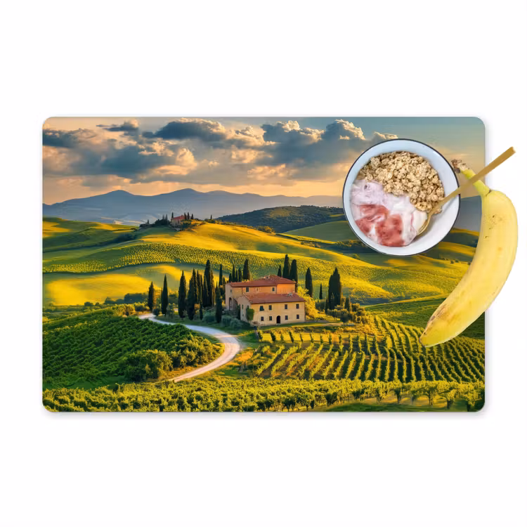 Toscane - Landschap - Wijngaarden Placemat vinyl groot -zzzproduct_Kitchenyeah-website