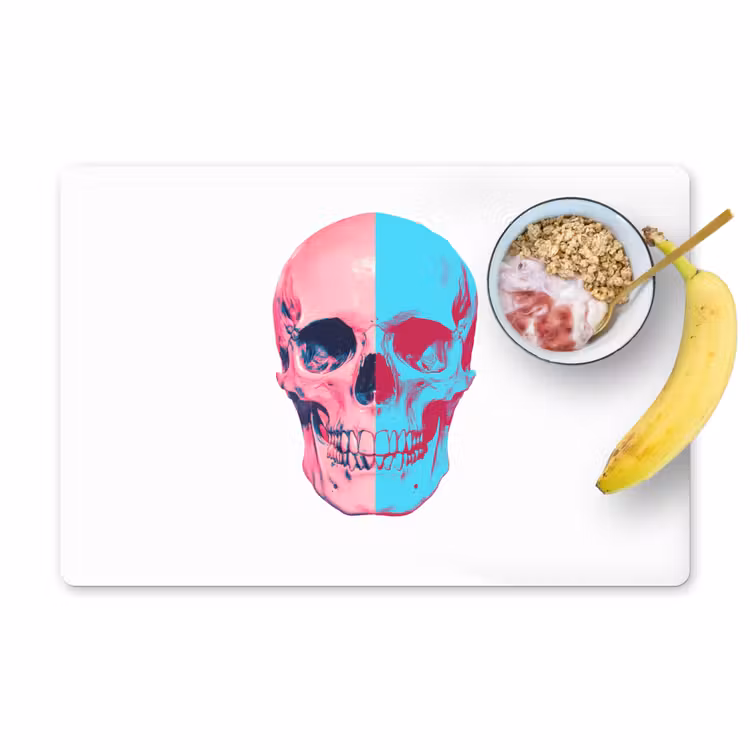 Schedel - Grafisch - Roze - Verdeeld Placemat vinyl groot -zzzproduct_Kitchenyeah-website