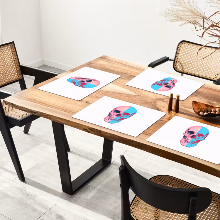 Schedel - Grafisch - Roze - Verdeeld Placemat vinyl groot -zzsfeer4_Kitchenyeah-website