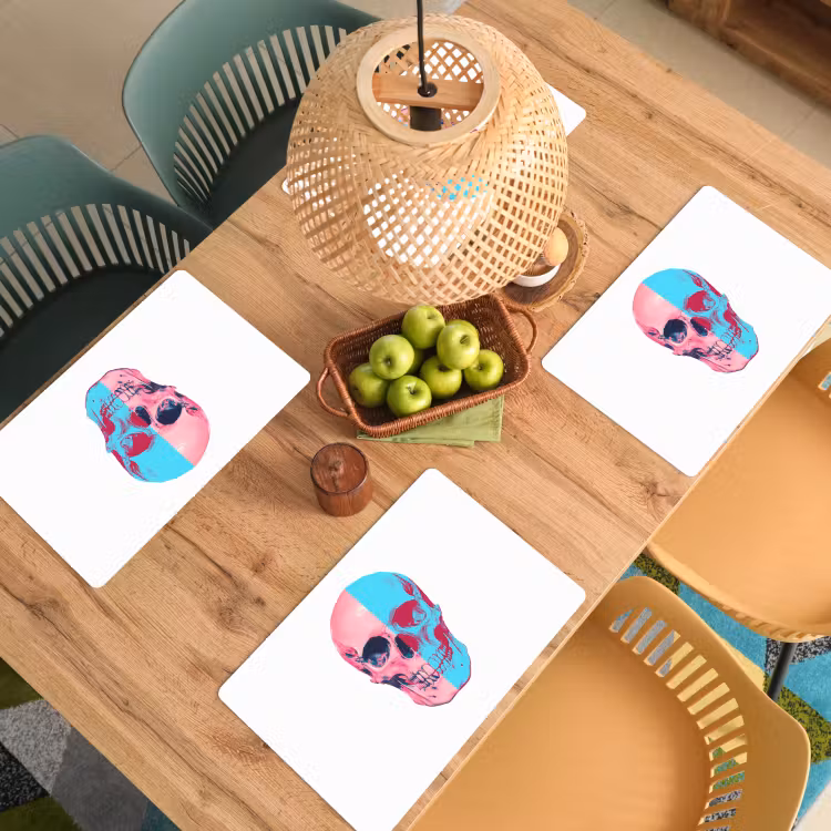Schedel - Grafisch - Roze - Verdeeld Placemat vinyl groot -zzsfeer5_Kitchenyeah-website