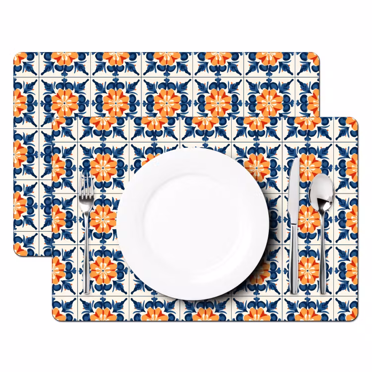 Traditioneel - Tegel - Oranje Placemat vinyl groot 368 -zzsfeer2_Kitchenyeah-website