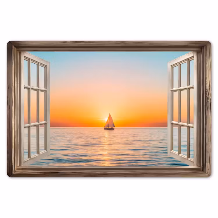 Doorkijk - Zee - Boot - Zonsondergang Placemat vinyl groot -zzsfeer1_Kitchenyeah-website