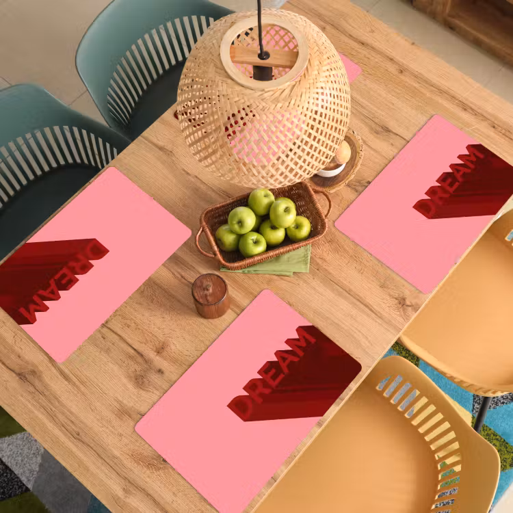 Dream - 3D - Rood - Roze Placemat vinyl groot -zzsfeer5_Kitchenyeah-website