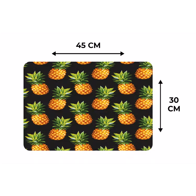 Tropische - Ananas - Zwart Placemat vinyl groot 368 -specs