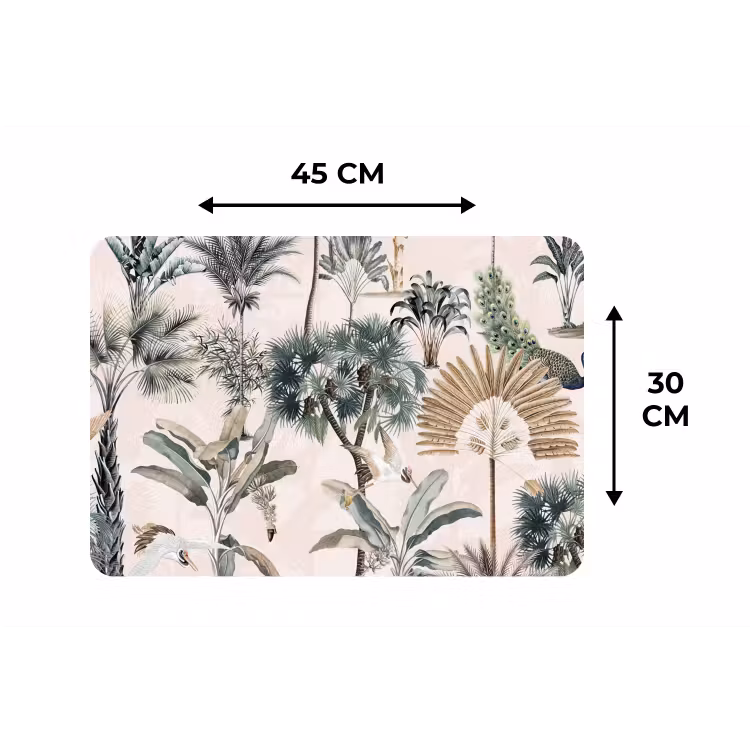 Tropisch - Bomen - Bladeren - Jungle Placemat vinyl groot -specs