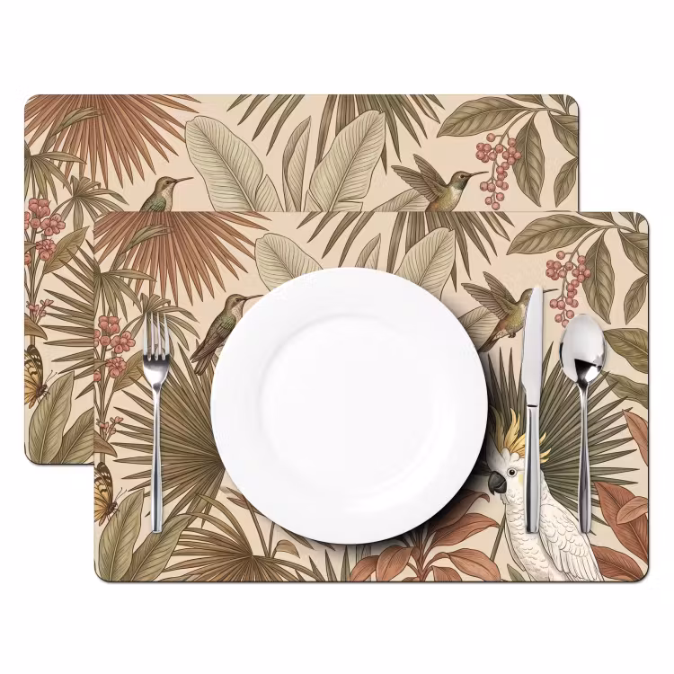 Tropisch - Vogels - Beige Placemat vinyl groot -zzsfeer2_Kitchenyeah-website
