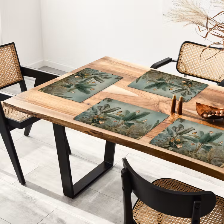 Tropisch bladerdek - Vlinders - groen - Bruin Placemat vinyl groot -zzsfeer4_Kitchenyeah-website