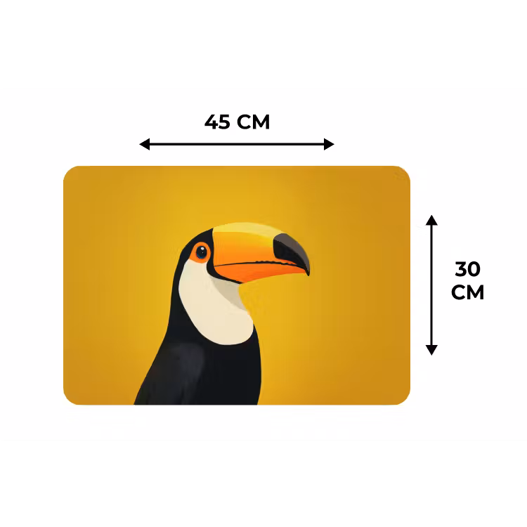 Toekan - Minimalistisch - Snavel - Oranje Placemat vinyl groot -specs