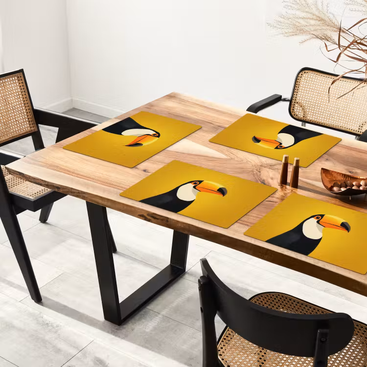 Toekan - Minimalistisch - Snavel - Oranje Placemat vinyl groot -zzsfeer4_Kitchenyeah-website