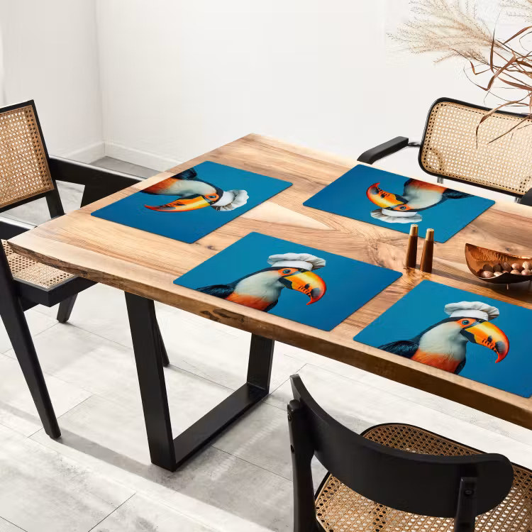 Toekan - Papegaai - Vogel - Koksmuts Placemat vinyl groot -zzsfeer4_Kitchenyeah-website