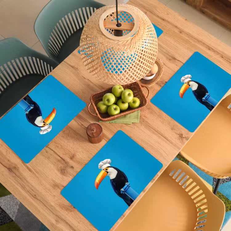 Tucan - Sokkel - Vogel - Koksmuts Placemat vinyl groot -zzsfeer5_Kitchenyeah-website