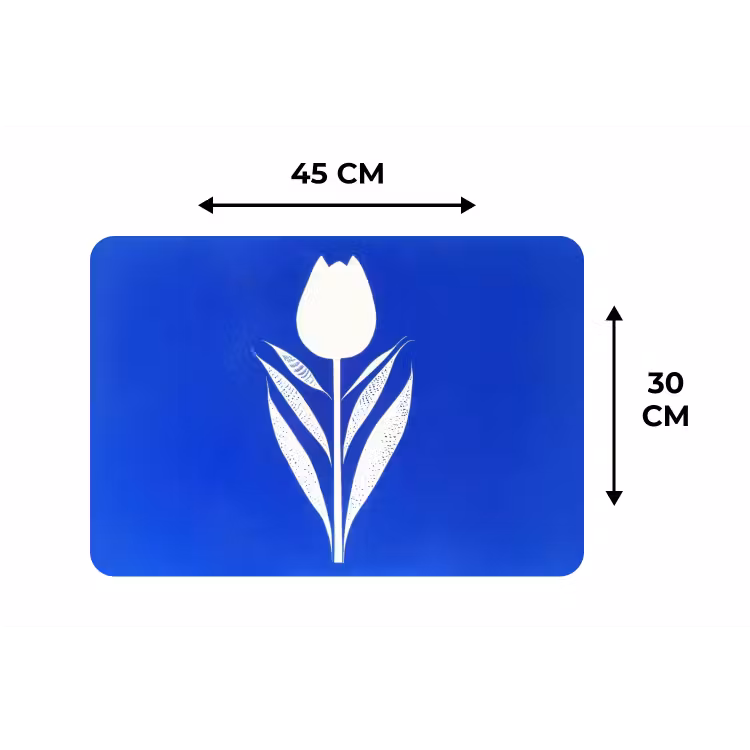Tulp - Minimalistisch - Bladeren - Wit Placemat vinyl groot -specs
