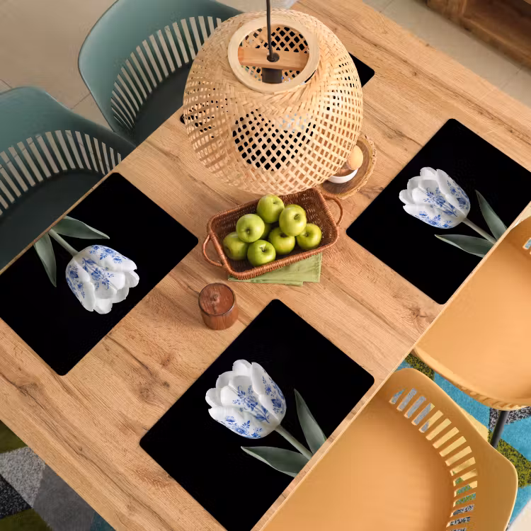 Tulp - Patroon - Blauw Placemat vinyl groot -zzsfeer5_Kitchenyeah-website