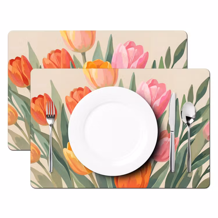 Tulpen - Abstract - Kleurrijk Placemat vinyl groot -zzsfeer2_Kitchenyeah-website