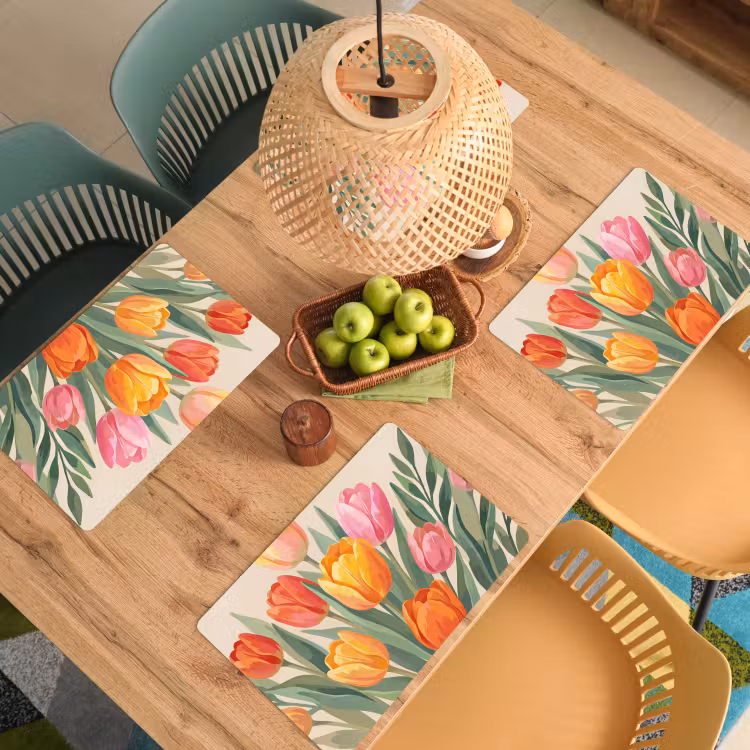 Tulpen - Abstract - Kleurrijk Placemat vinyl groot -zzsfeer5_Kitchenyeah-website