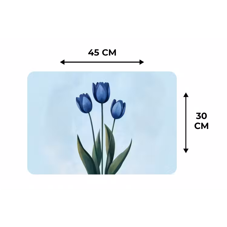 Tulpen - Blauw - Bladeren Placemat vinyl groot -specs