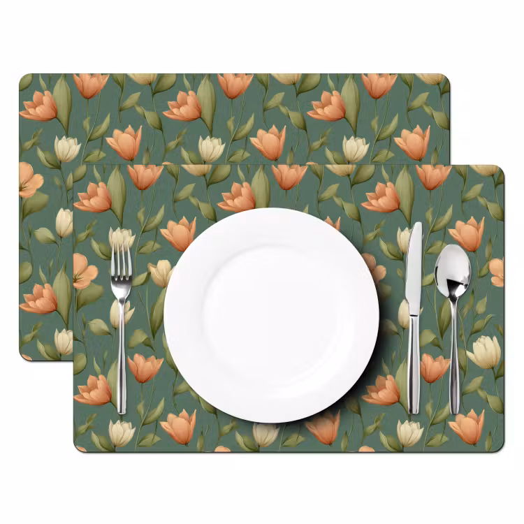 Tulpen - Botanisch - Groen Placemat vinyl groot 368 -zzsfeer2_Kitchenyeah-website