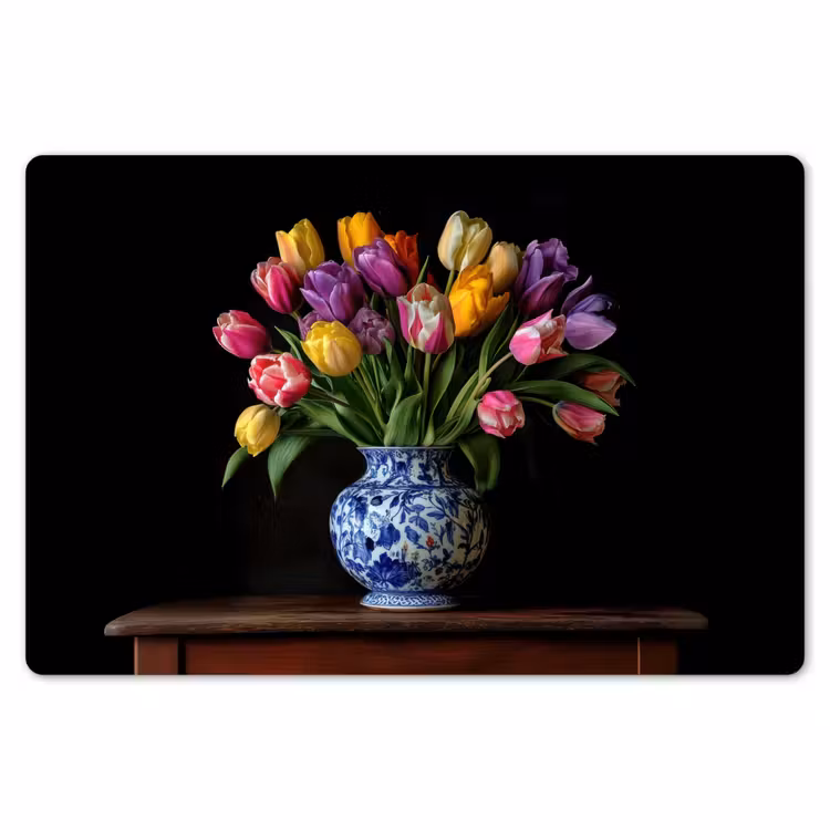 Tulpen - Kleuren - Hout - Vaas Placemat vinyl groot -zzsfeer1_Kitchenyeah-website