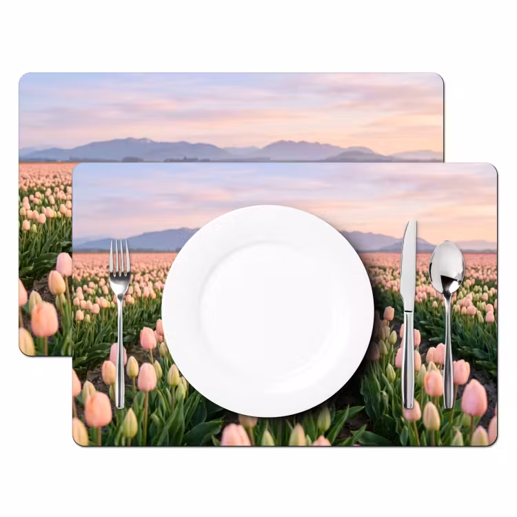 Tulpen - Landschap - Roze Placemat vinyl groot -zzsfeer2_Kitchenyeah-website